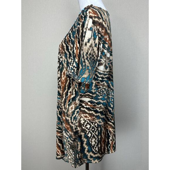 Dressbarn Women’s Blouse Beaded Neckline 18/20 Handkerchief Hemline Turquoise - Picture 6 of 11